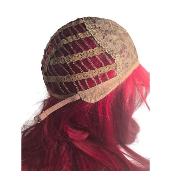 Full Bang Wine Red Color Synthetic Wig - Red Wine 22INCH - Picture 6 of 8